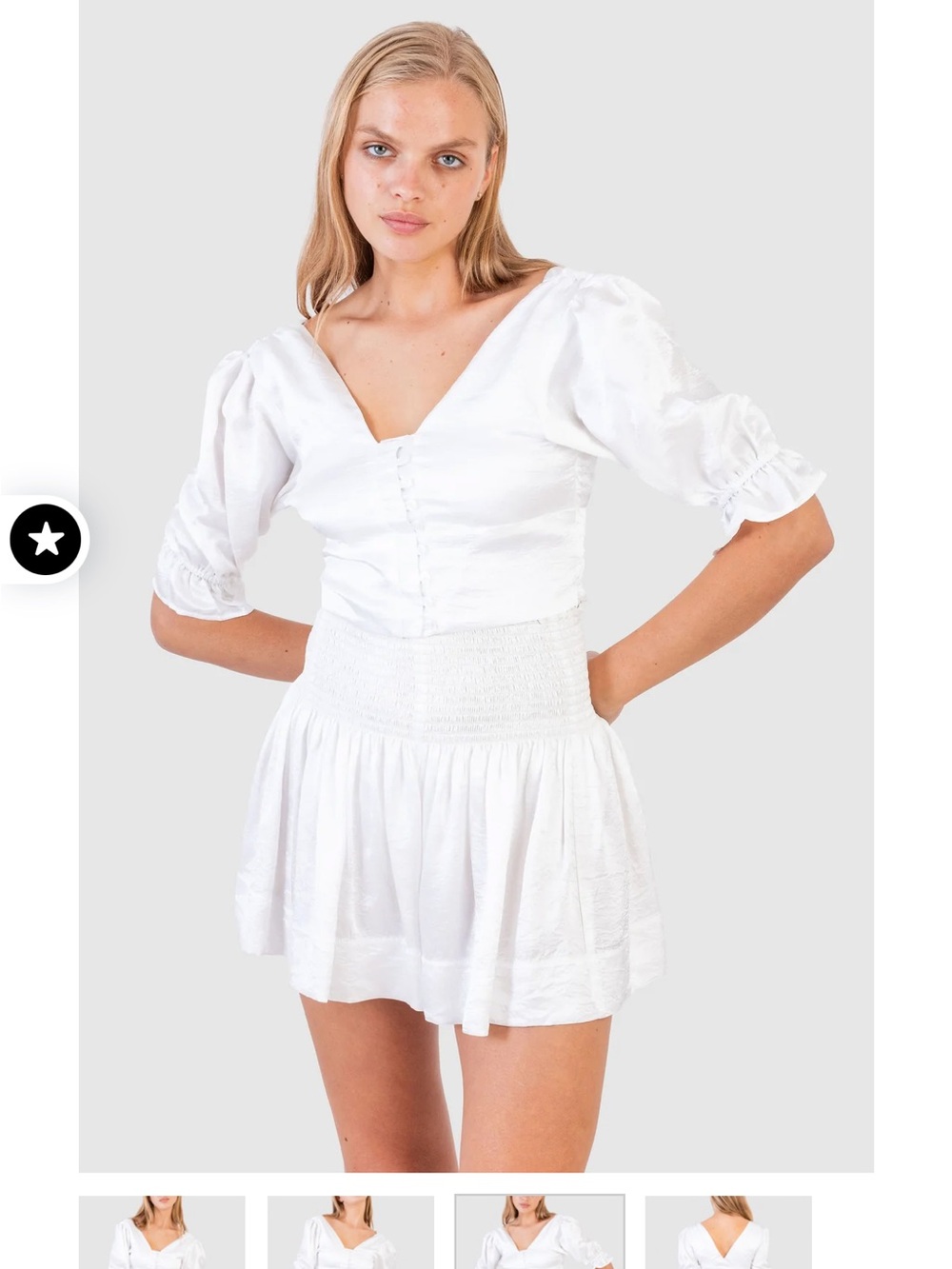 KOCH Piper white Button-Front cropped top